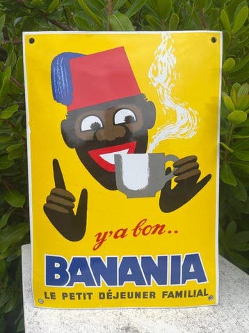 Vintage geëmailleerde, bolle BANANIA-plaat - Emaille plaat -
