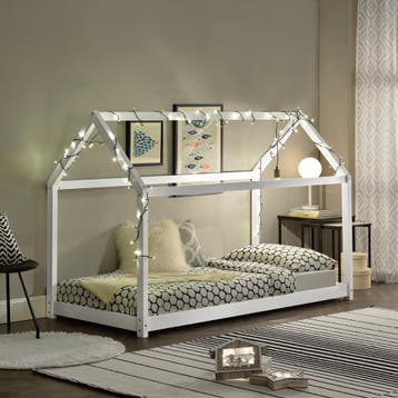 Kinderbed houten bed huisbed grenen 90x200 cm wit, Verzenden, Nieuw
