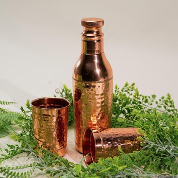 Puur koperen set - klassieke fles met 2 bekers -, Ophalen of Verzenden, Nieuw