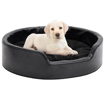 vidaXL Hondenmand 69x59x19 cm pluche en kunstleer zwart, Dieren en Toebehoren, Verzenden, Nieuw