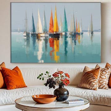Lea Ottavi - Colorful Sailing Harmony · XXL · Hand signed, Antiek en Kunst