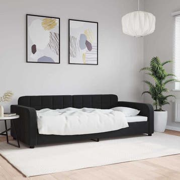 vidaXL Slaapbank 90x200 cm fluweel zwart, 90 cm, Eenpersoons, Verzenden, Zwart