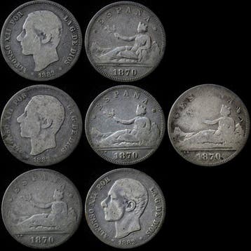 Spanje. Gobierno Provisional-Alfonso XII. 2 Pesetas
