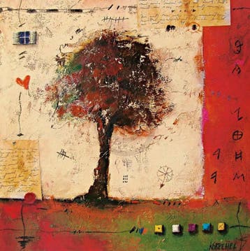 Kunstdruk Sonja Kobrehel - Tree II 70x70cm, Verzenden, Nieuw