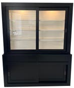 Zwarte strakke buffetkast Design 180cm led verlichting, Ophalen of Verzenden, Nieuw
