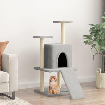vidaXL Kattenmeubel met sisal krabpalen 110 cm lichtgrijs, Verzenden, Nieuw