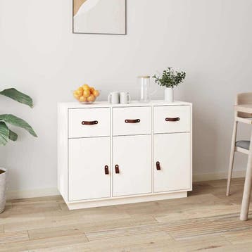 vidaXL Dressoir 100x40x75 cm massief grenenhout wit, Verzenden, Nieuw, Grenenhout, Minder dan 50 cm