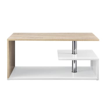 Salontafel Haarlem rechthoekig wit en eikenkleurig 90x50x41, Verzenden, Nieuw