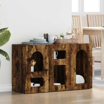 vidaXL Dressoir ELST Gerookt eiken 100 x 35 x 59 cm Bewerkt, Verzenden, Nieuw, Overige houtsoorten, Minder dan 50 cm