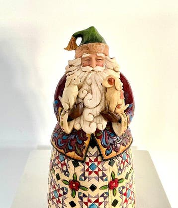 Jim Shore - Kerstbeeldje Enesco - Kerstman met zijn hond -, Nieuw