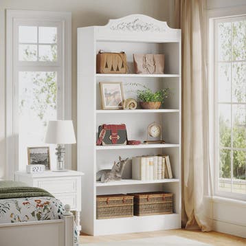 Moderne Witte Boekenkast 5 Lagen - 73 Inch Hoge Boekenkast, Verzenden, Nieuw