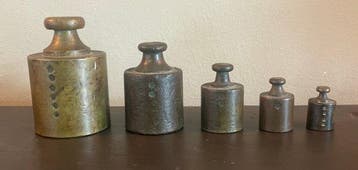 Willem de Ruiter -Set van 5 antieke messing cilindrische