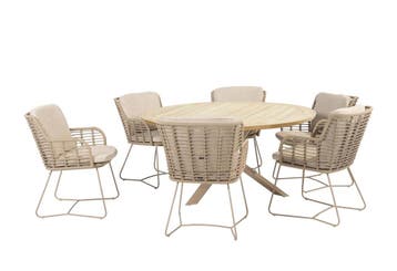4 Seasons Outdoor Fabrice tuinset latte met Prado tafel teak, Ophalen of Verzenden, Nieuw