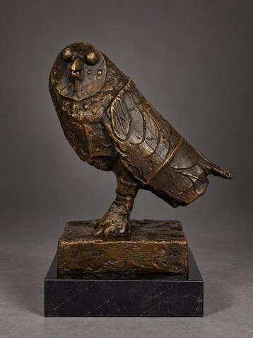 Beeld, Uil van Picasso - 21 cm - Brons