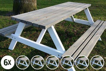 Rockwood® 6x  Picknicktafel Bi Color 1.80m inclusief montage, Ophalen of Verzenden, Nieuw, Rechthoekig, Hout