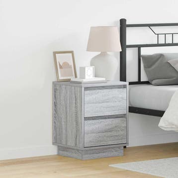vidaXL Nachtkastje Grijs 39 x 34,5 x 50 cm Bewerkt hout, Minder dan 45 cm, Verzenden, Nieuw, Minder dan 55 cm