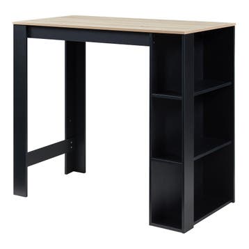 Bartafel Danderyd met 3 planken 120x60x105,5 cm zwart en eik, Verzenden, Nieuw