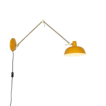 Smart wandlamp geel met brons incl. Wifi P45 - Milou, Verzenden, Nieuw