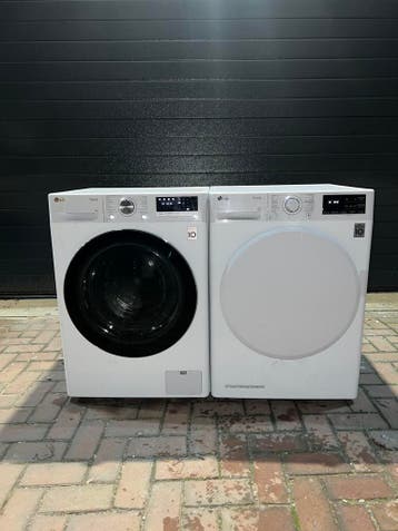 TOPSET! LG 9KG WASMACHINE LG 9KG WARMTEPOMPDROGER!, Witgoed en Apparatuur, Energieklasse A of zuiniger, 1200 tot 1600 toeren, Minder dan 85 cm