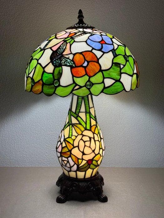 Tiffany tafellamp Studio style Butterfly Aurora Flora met, Antiek en Kunst, Kunst | Designobjecten