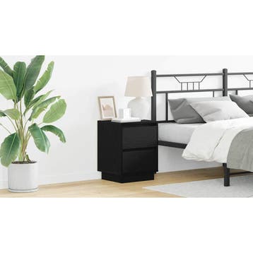 vidaXL Nachtkastje Zwart Eiken 39 x 34,5 x 50 cm Bewerkt, Minder dan 45 cm, Verzenden, Nieuw, Minder dan 55 cm