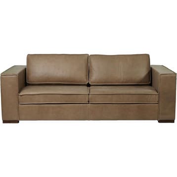 Leren bank Fine - 3 zits - Vintage Taupe (taupe/bruin) -, Huis en Inrichting, Banken | Bankstellen, Nieuw, Ophalen of Verzenden