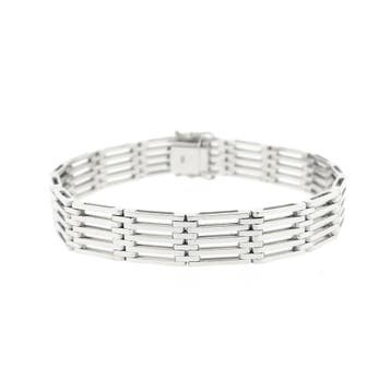 Witgouden tankschakel armband (Schakelarmband), Ophalen of Verzenden, Gebruikt, Goud, Goud