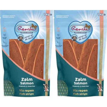 2x Renske Hondensnack Gezonde Beloning Vlees Strip Zalm 1 kg, Verzenden, Hond