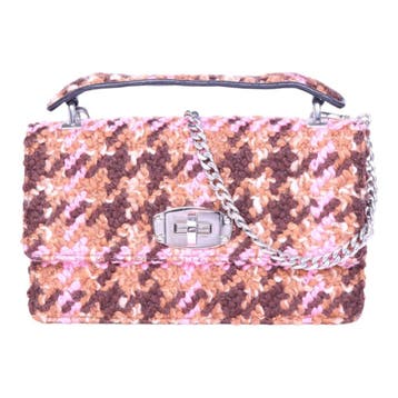 Miu Miu Bouclé Wollen Top-Handle Tas - Roze Houndstooth, Verzenden, Zo goed als nieuw