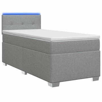 vidaXL Boxspring Bed met Matras en LED Lichtgrijs 90 x 200, Huis en Inrichting, Slaapkamer | Bedden, Verzenden, Nieuw