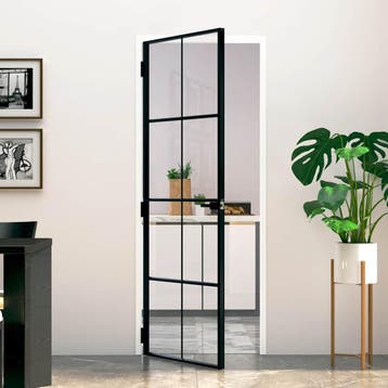 vidaXL Binnendeur 76x201,5 cm gehard glas en aluminium smal, Verzenden, Nieuw