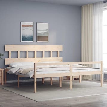 vidaXL Seniorenbed met hoofdbord massief hout 200x200 cm, Bruin, Verzenden, Overige maten, 200 cm