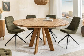 Ronde eettafel ART WOOD 120cm bruin massief mangohout -, Huis en Inrichting, Ophalen of Verzenden, Nieuw