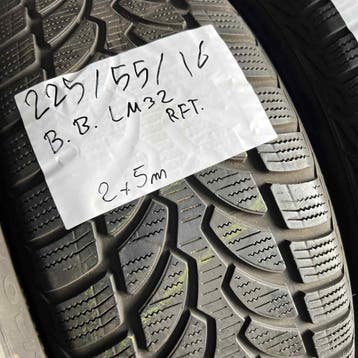 2 x Bridgestone Blizzak LM-32 225-55-16 RFT Winterbanden 5mm, Gebruikt, 16 inch, Band(en), Personenwagen