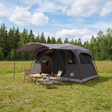 vidaXL Tunneltent Bruin Grijs 427 x 305 x 205 cm Polyester, Verzenden, Nieuw, Tot en met 2