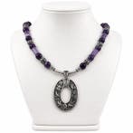 Amethist - Zilver - Halsketting - Oud-Egyptische stijl