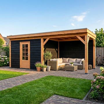 Douglas Overkapping 600x300 Schuur + Zithoek, Tuin en Terras, Verzenden, Nieuw, Serre