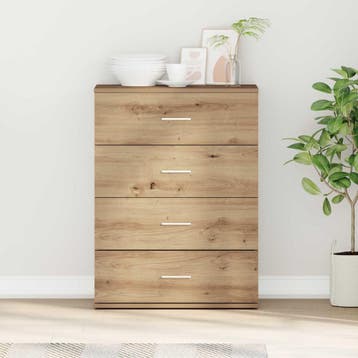 vidaXL Dressoir Artisan Eiken 60 x 39 x 80 cm Bewerkt hout, Huis en Inrichting, Verzenden, Nieuw, Overige houtsoorten, Minder dan 50 cm