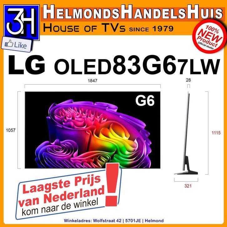 LG OLED83G67LW 83 inch oled tv Nieuw 2026 Laagste prijs 3H, Audio, Tv en Foto, Televisies, 100 cm of meer, Smart TV, 120 Hz, 4k (UHD)
