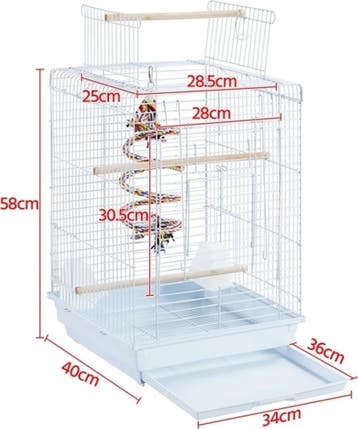 2dekans | Yaheetech Vogelkooi Met Speelgoed – 40 x 40 x 58, Dieren en Toebehoren, Ophalen of Verzenden, Zo goed als nieuw
