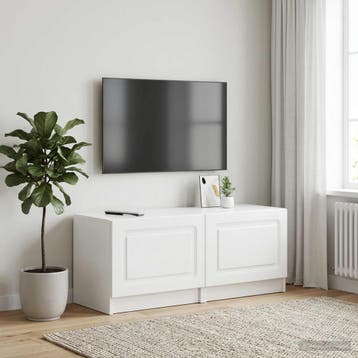 vidaXL Tv-meubel Hoogglans Wit Bewerkt hout, Huis en Inrichting, Minder dan 50 cm, Verzenden, Nieuw, Minder dan 100 cm