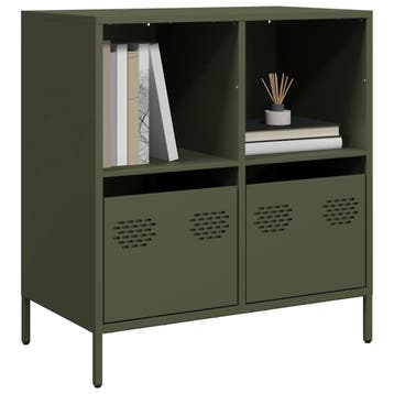 vidaXL Dressoir 68x39x73,5 cm koudgewalst staal olijfgroen, Verzenden, Nieuw, Metaal