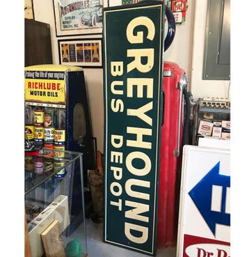 Greyhound Bus Depot Bord 1.83 Meter - Origineel, Ophalen, Gebruikt