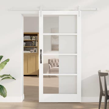 vidaXL Schuifdeur ORKDAL Wit 93 x 202 cm Massief grenenhout, Verzenden, Nieuw