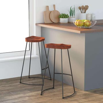vidaXL Barkrukken 2 st Gavin 50x40x78 cm massief mangohout, Verzenden, Nieuw
