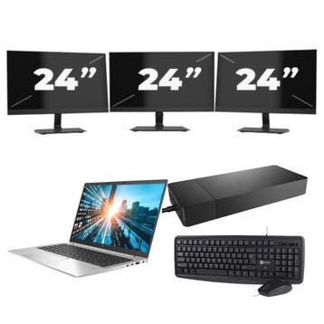 HP EliteBook 840 G7 -   i7-10e 8GB  - 256GB  + 3x 24 inch, Qwerty, Verzenden, 8 GB, Refurbished