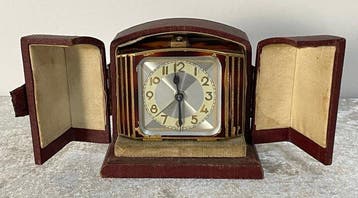 Mechanisch, Wekker - Messing, Metaal, Leder - 1920-1930 -