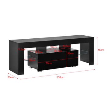 Tv meubel Grimsey met led verlichting 130x35x45 cm zwart, Verzenden, Nieuw