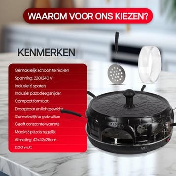 CuisineKing Pizza Oven Black Edition - 6 Personen -, Ophalen of Verzenden, Zo goed als nieuw