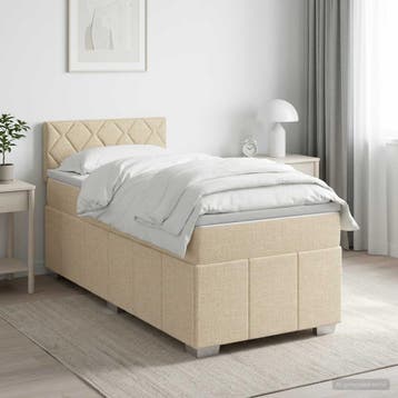 vidaXL Boxspringbed met matras Crèmekleurig 100 x 200 cm, Eenpersoons, Verzenden, Nieuw, Crème